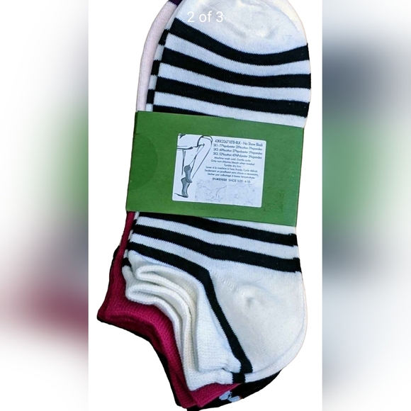 Kate Spade New York no show socks, 3 pairs, assorted flowers and stripes new‎ - Picture 2 of 3